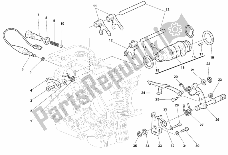 All parts for the Gear Change Mechanism of the Ducati Monster 750 Dark City 1999